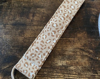 Brown and Tan Cheetah Keychain Wristlet