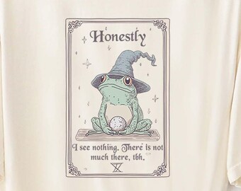 Frosch Tarot Karte T-Shirt: Lustige Weirdcore Grafik T Shirts Tees Weirdcore Meme Unlustig Unhinged Lustig Retro Gen Z Weird
