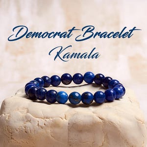 Democrat Bracelet, Blue Bracelet, Lapis Lazuli Bracelet, Protection Bracelet, Crystal Bracelet for Women and for Men, Democrat Kamala Gift