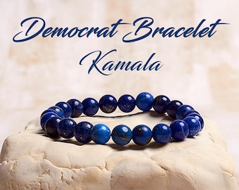 Democrat Bracelet, Blue Bracelet, Lapis Lazuli Bracelet, Protection Bracelet, Crystal Bracelet for Women and for Men, Democrat Kamala Gift