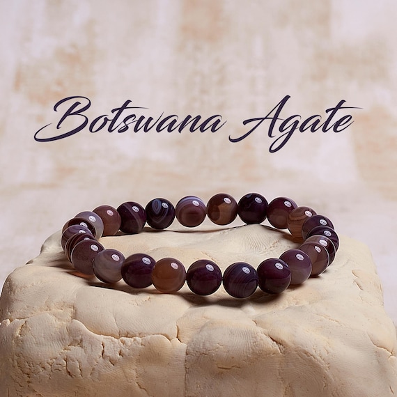 Botswana Agate, Elastic Crystal Bracelet, Stretch Bracelet, Natural Gemstone Bracelet,  Healing Bracelet for Women, Crystal Bracelet for Men
