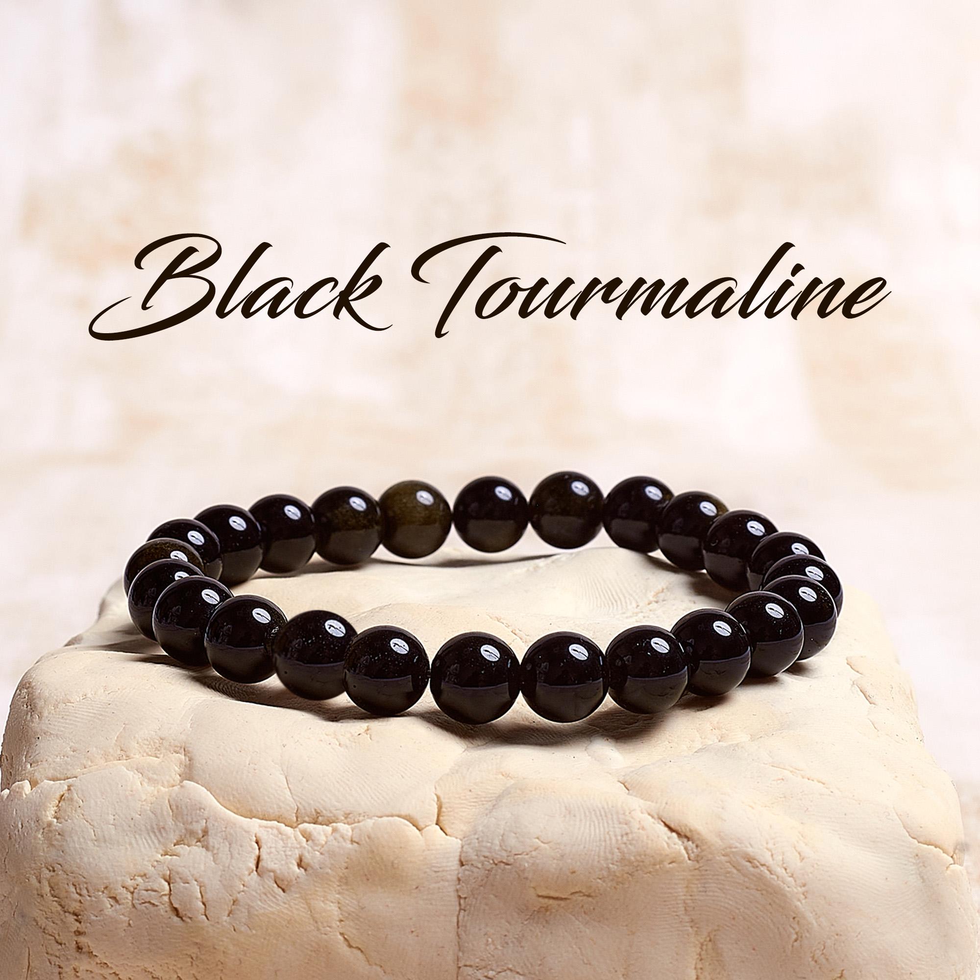 Black Tourmaline Crystal Bracelet, Crystal Healing Bracelet, Beaded Gemstone Bracelet, Stretch Bracelet, Handmade Gemstone Bracelet