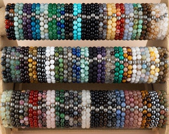 Healing Crystal Bracelet, Natural Gemstone Bracelet, Gemstone Beads Bracelet, Stretch Bracelet, Bracelets for Women, Mens Bracelet