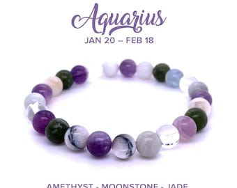 Aquarius Crystal Bracelet, Aquarius Zodiac Bracelet, Aquarius Crystals Healing, Friendship Bracelet, Aquarius Birthday Gift, Mens Bracelet