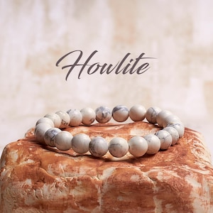 Howlite Crystal Bracelet, Healing Crystal Bracelet, White Howlite Stretch Bracelet, Natural Gemstone Jewelry, Calming Howlite Bracelet