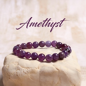 Amethyst Crystal Bracelet, Gemstone Bracelet, Gift for Her, Protection Bracelet, Bracelets for Women, Energy Bracelet, Christmas Gifts