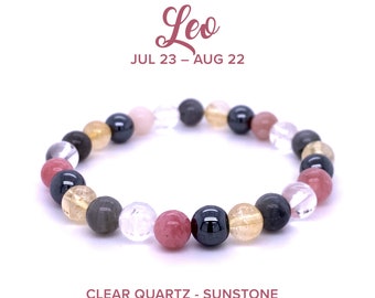 Leo Crystal Bracelet, Leo Healing Crystals, Leo Zodiac Bracelet, Leo Birthstone Bracelet, Leo Stretch Bracelet, Leo Birthday Gift, Leo Gift