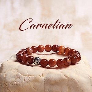 Carnelian Crystal Bracelet, Healing Crystal Bracelet, Carnelian Stretch Bracelet, Handmade Gemstone Bracelet, Womens Bracelet, Mens Bracelet
