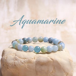 Aquamarine Crystal Bracelet, Emotional Healing and Balance, Calming Energy Bracelet, March Birthstone Jewelry, Meditation Bracelet for Women