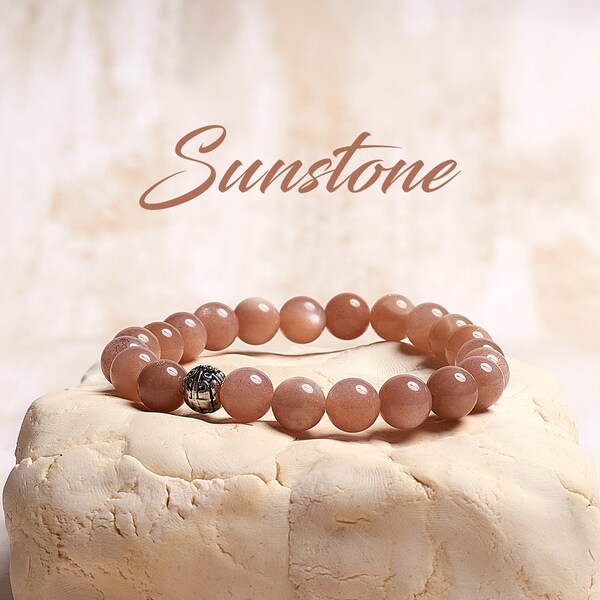 Sunstone Crystal Bracelet, Healing Crystal Bracelet, Orange Stone Jewelry, Energy Crystals, Bracelet for Women, Crystal Bracelet for Men