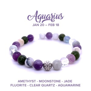 Aquarius Crystal Bracelet, Aquarius Zodiac Bracelet, Aquarius Crystals Healing, Friendship Bracelet, Aquarius Birthday Gift, Mens Bracelet