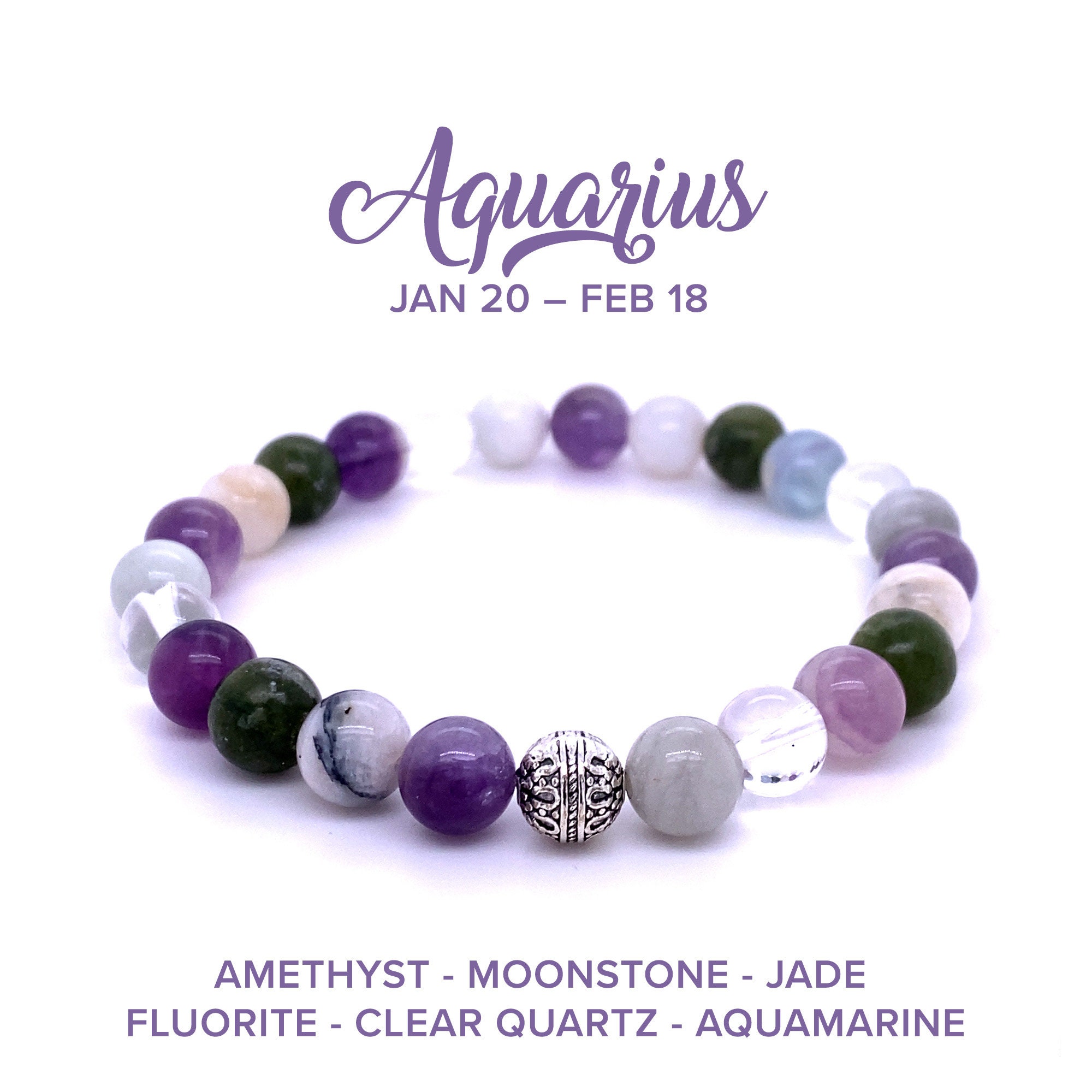 Aquarius Zodiac Bracelet Set – Crystal Heart