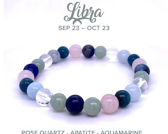 Libra Zodiac Bracelet, Libra Crystal Bracelet, Libra Healing Crystals, Libra Birthstone Bracelet, Libra Birthday Gift, Friendship Bracelet