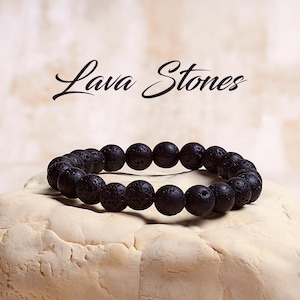 Lava Stone Crystal Bracelet, Healing Crystal Bracelet, Lava Stone Stretch Bracelet, Lava Gemstone Bracelet, Mens Bracelet, Stretch Bracelet