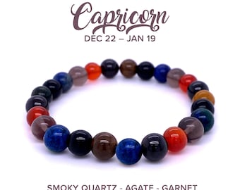 Capricorn Zodiac Bracelet, Capricorn Healing Crystals, Capricorn Birthday Gift, Gift for Capricorn Women, Zodiac Gift for Men, Gift For Her