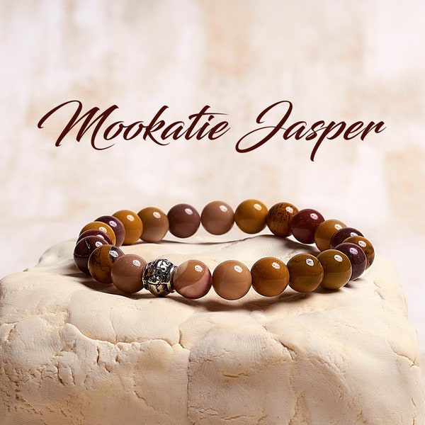 Mookaite Jasper Crystal Bracelet, Healing Crystal Bracelet, Mookaite Jasper Stretch Bracelet, Handmade Gemstone Bracelet, Mens Bracelet