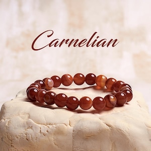 Carnelian Crystal Bracelet, Healing Crystal Bracelet, Carnelian Stretch Bracelet, Handmade Gemstone Bracelet, Womens Bracelet, Mens Bracelet