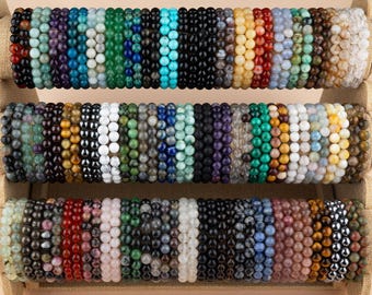 Healing Crystal Bracelet, Handmade Gemstone Bracelet, Mala Beads, Amethyst, Moonstone, Aquamarine, Labradorite, Garnet,Crystals