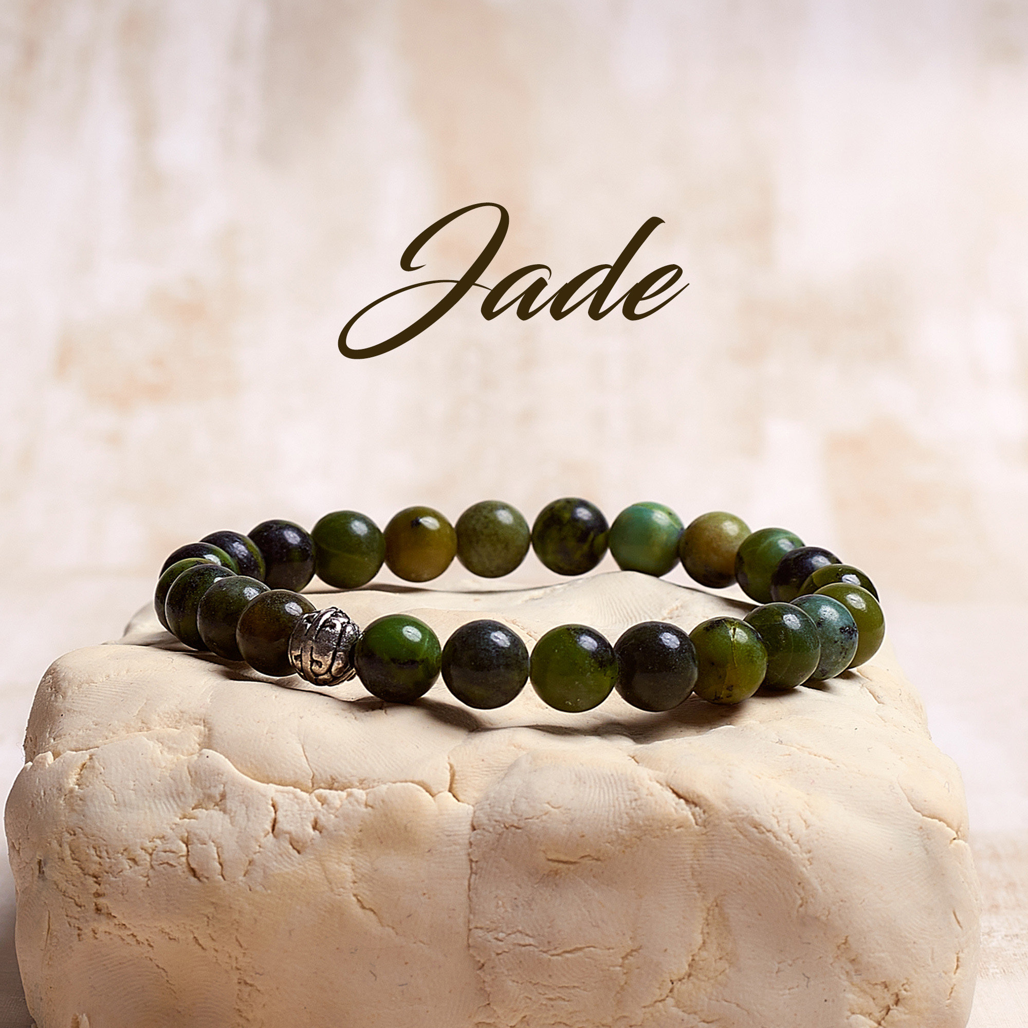 Blue Jade Crystal Bracelet - Barrel Bead, Leather Cord - Handmade Jewelry, Healing Crystal Bracelet, E2073, A