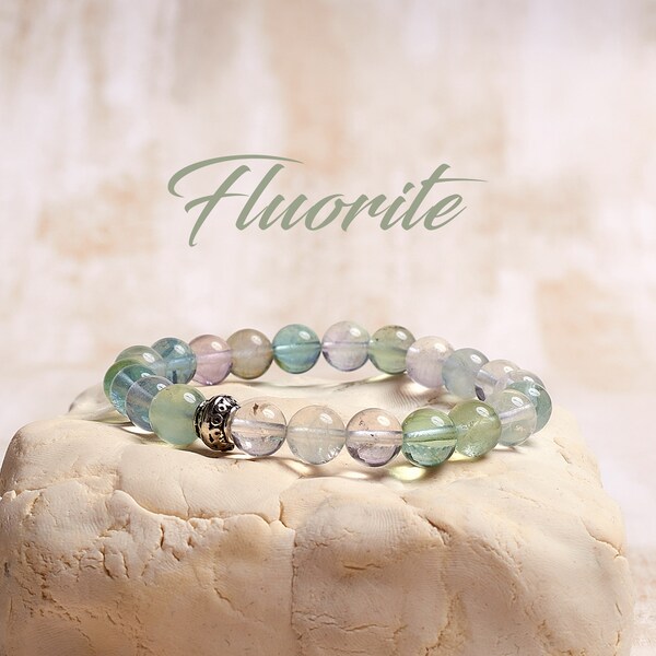 Fluorite Crystal Bracelet, Healing Crystal Bracelet, Fluorite Stretch Bracelet, Handmade Gemstone Bracelet, Womens Bracelet, Mens Bracelet