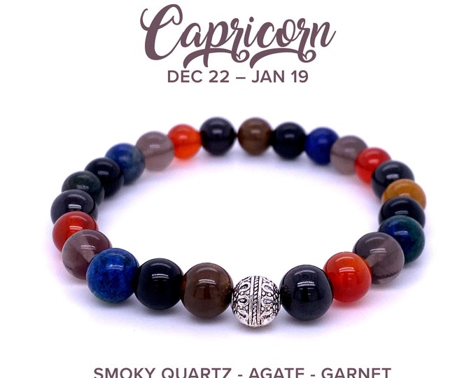 Capricorn Zodiac Bracelet, Capricorn Healing Crystals, Capricorn Birthday Gift, Gift for Capricorn Women, Zodiac Gift for Men, Gift For Her