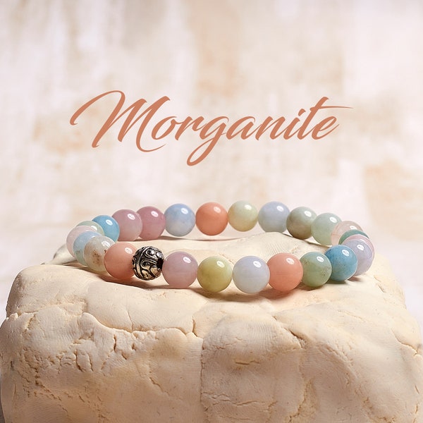 Morganite Crystal Bracelet, Natural Stone Jewelry, Handmade Gemstone Bracelet, Beaded Bracelet, Dainty Morganite Bracelet, Bridal Party Gift