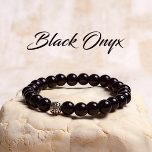 Black Onyx Crystal Bracelet, Physical Healing and Pain Relief, Healing Crystal Bracelet, Stretch Bracelet, Bracelet for Women, Mens Bracelet