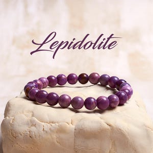 Lepidolite Crystal Bracelet, Handmade Gemstone Bracelet, Stress Relief Gift for Her, Healing Crystals, Energy Bracelet, Bracelets for Men