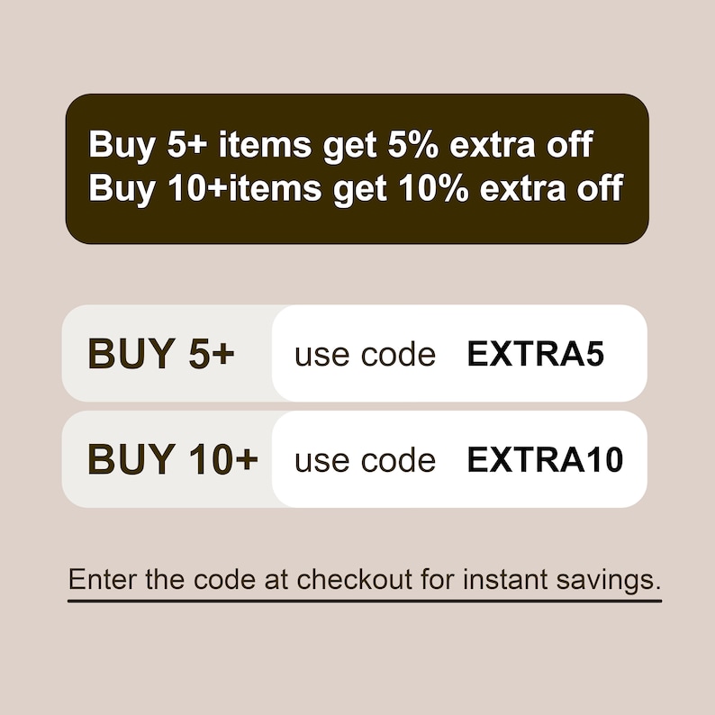 discount code
christmas sale
speacial christmas discount
buy 5+ items get 5% extra off use code EXTRA5
buy 10+ items get 10% extra off use code EXTRA10