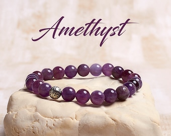 Amethyst Crystal Bracelet, Stress Relief Gift for Her, Anxiety Crystals, Protection Bracelet, February Birthstone Bracelet, Energy Bracelet