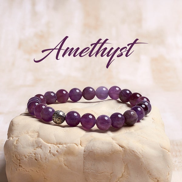 Amethyst Crystal Bracelet, Stress Relief Gift for Her, Anxiety Crystals, Protection Bracelet, February Birthstone Bracelet, Energy Bracelet