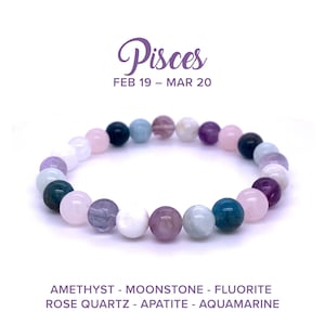 Pisces Zodiac Bracelet, Pisces Crystal Bracelet, Pisces Birthstone Bracelet, Pisces Birthday Gift For Her, Pisces Stretch Bracelet for Men