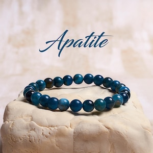 Pulsera de cristal de apatita, joyería de gema de apatita curativa, pulsera de apatita curativa, pulsera de energía positiva, pulsera de gema hecha a mano