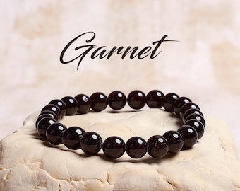 Garnet Crystal Bracelet, Fertility Bracelet, Fertility Crystals, Emotional Healing and Balance, Stretch Bracelet, January Birthstone Jewelry