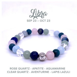 Libra Zodiac Bracelet, Libra Crystal Bracelet, Libra Healing Crystals, Libra Birthstone Bracelet, Libra Birthday Gift, Friendship Bracelet