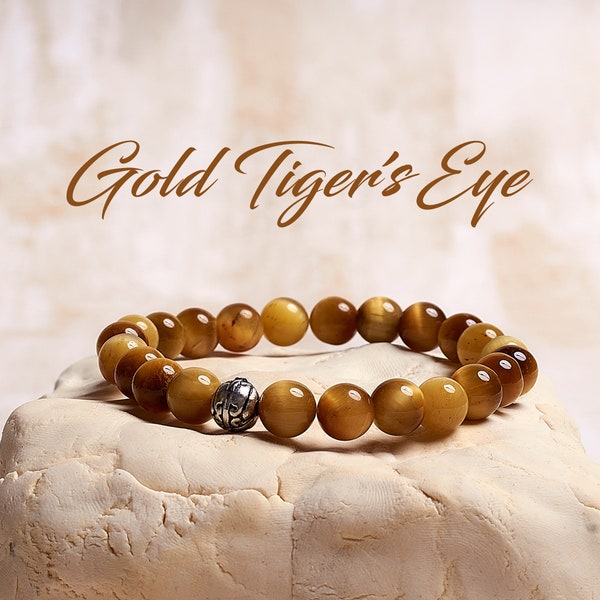 Gold Tigers Eye Crystal Bracelet, Healing Crystal Bracelet, Protection Bracelet, Courage Bracelet, Grounding Bracelet, Confidence Bracelet