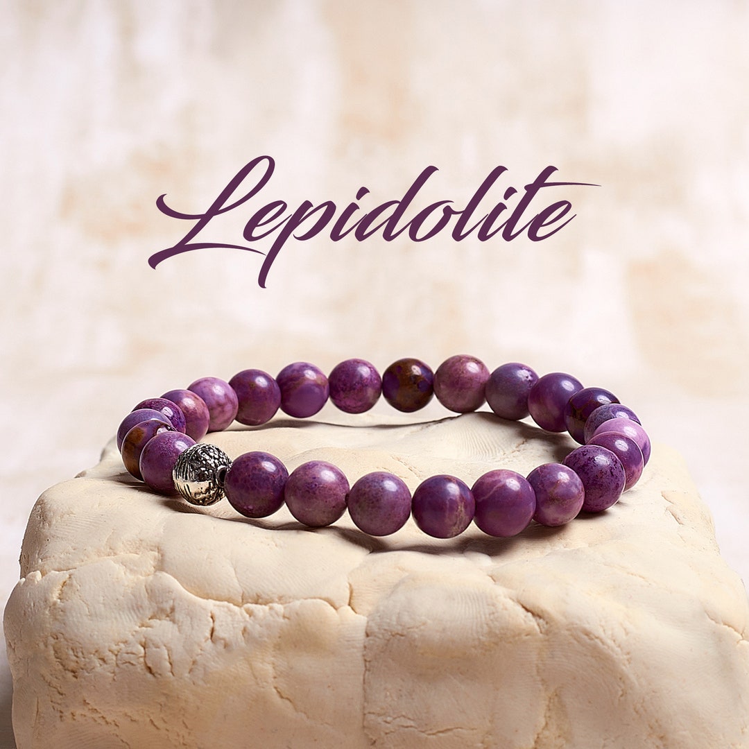 Lepidolite Crystal Bracelet, Handmade Gemstone Bracelet, Stress Relief