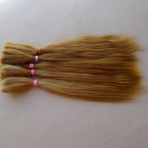 28g(1 oz)  -  Alpaca Suri Fibre Locks - 5.5" - 6.5" ,  Medium Brown color, soft wool,  not dyed, Doll hair, Art doll, Blythe, BJD doll