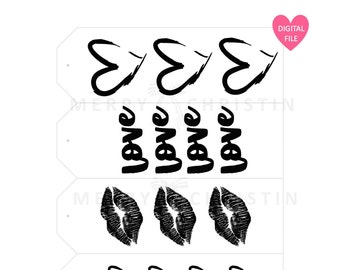 printable bookmarks | minimalist black text (instant download) valentines craft