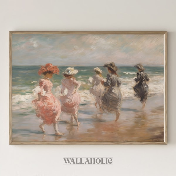 Printable Girls at the Beach Impressionist Painting Monet Inspired