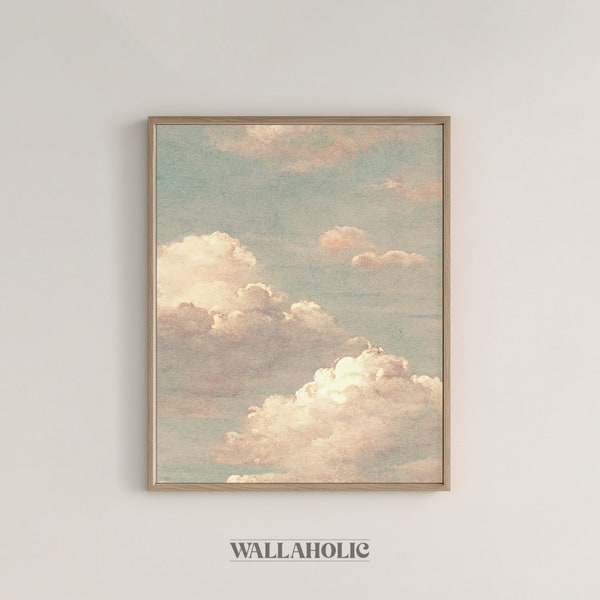 Oil Painting Printable Wall Art - Clouds in a Light Blue Sky