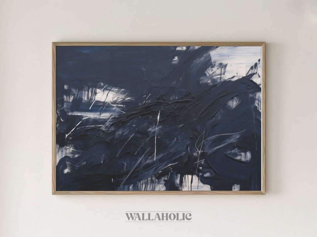 Navy Blue Abstract Printable Wall Art - Instant Digital Download - Etsy