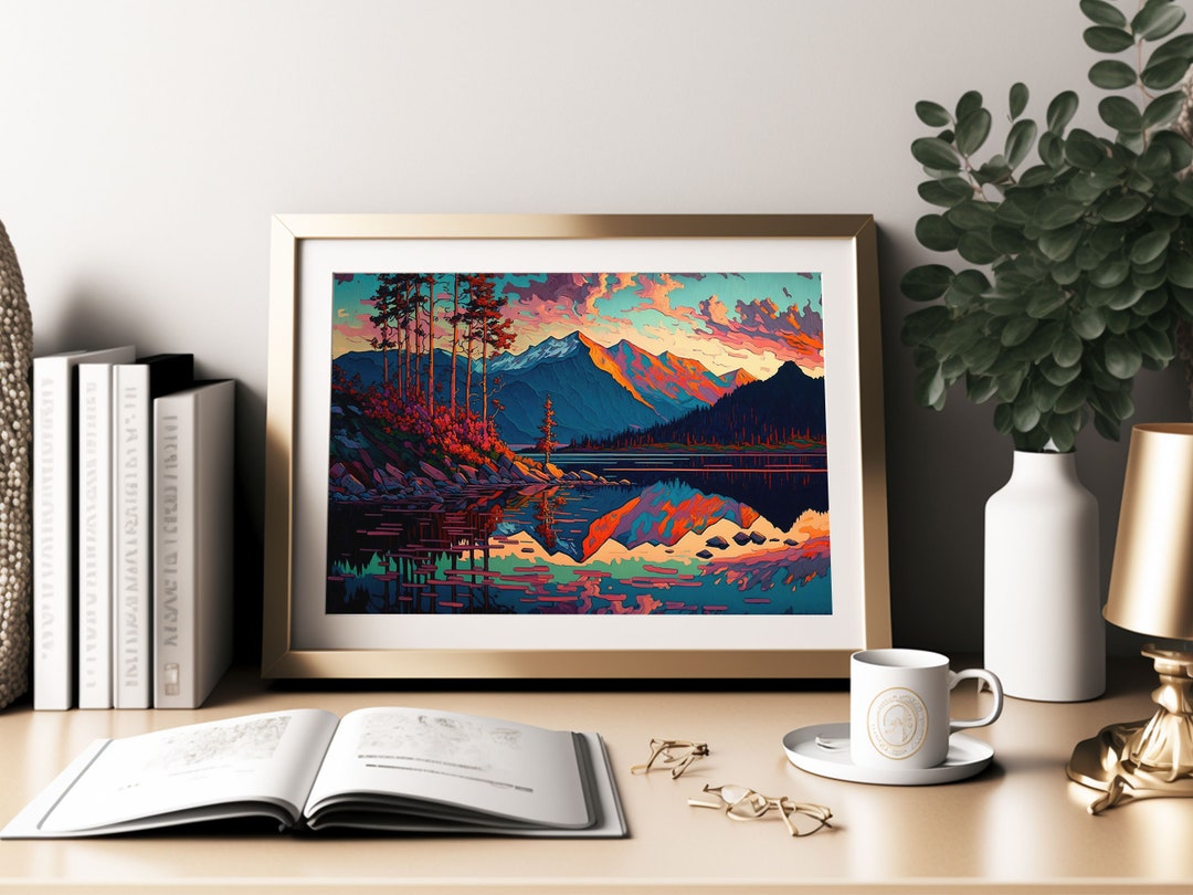 Printable Dusk Mountain Wall Art, Rocky Mountain Wall Art, Mountain