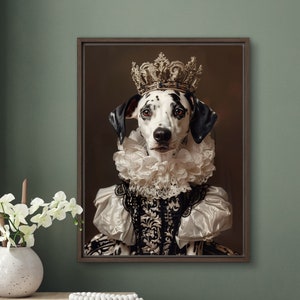 Altered Dalmatian Dog Portrait Animal in Suit Art Print Royal Regal Goth Vintage Poster Witchy Decor Canvas Design by VanyaS DarkessentialsS