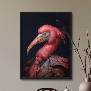 Mister Flamingo veränderter Kunstdruck Rock Star Tierportrait königlich königlich gesinnt Goth Hexe Wanddekor Design by VanyaS DarkesstialsS