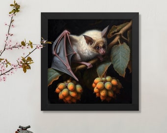 Bat Art Print Albino Fruit Framed Home Creepy Cute Witch Décor Occult Vampire Memento Mori Victorian Edwardian by VanyaS DarkessentialsS
