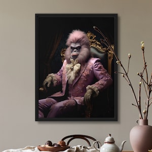Altered Mister Gorilla Kunstdruck Rock Star Tierportrait königlich königliche Gesinnung Goth Hexe Wanddekor Design by VanyaS DarkesstialsS