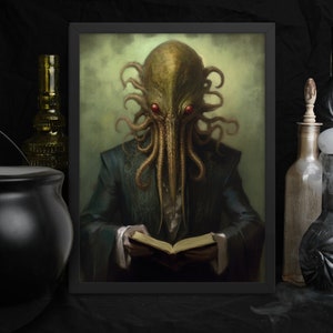 Cthulhu Kraken Kunstdruck Goth Home Hexe Hexe Deko Okkult Vampir Memento Mori Viktorianischer Stil Wand Kunst Design by VanyaS DarkesstialsS