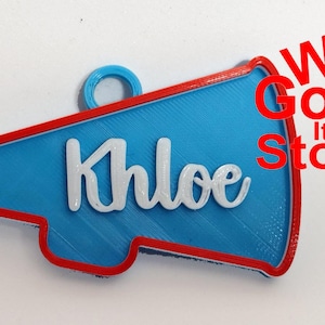 Cheer Megaphone Custom Name and Colors Homecoming Plastic Mum Trinket