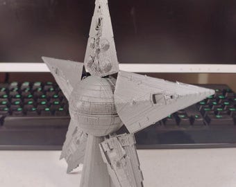 Star Wars Death Star Weihnachtsbaumspitze (3D Gedruckt) Silber Silk